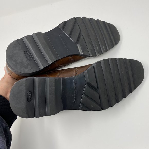 salvatore ferragamo leather lace-up wingtip boots - Picture 7 of 9